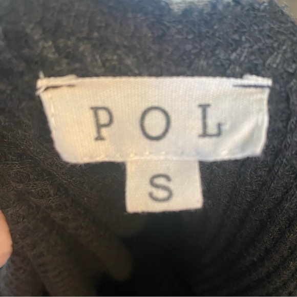 POL • Oversized Waffle Knit V Neck Black & Gray Balloon Sleeve Top • Size S - Picture 6 of 7